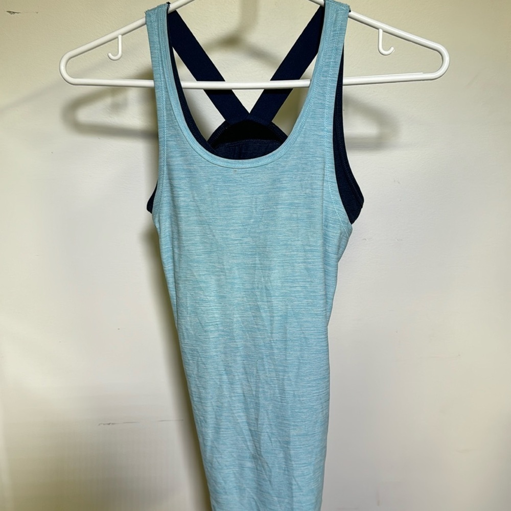 Old Navy Active Girls Two Tone Blue Tank with Built in Bra Size 10-12